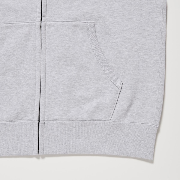 Grey Men Uniqlo Sweat Long-Sleeve Full-Zip Hoodie | 9710-UFTNS