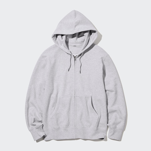 Grey Men Uniqlo Sweat Long-Sleeve Full-Zip Hoodie | 9710-UFTNS