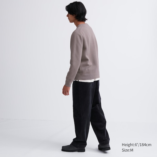 Grey Men Uniqlo Washable Milano Ribbed Crew Neck Sweaters | 0214-GKJXN