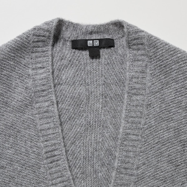 Grey Women Uniqlo 3D Knit Souffle Yarn Long-Sleeve Cardigan | 7049-JFXDV