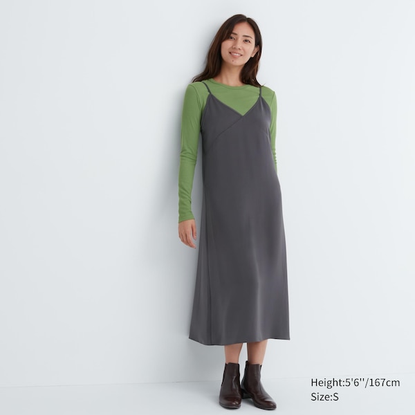 Grey Women Uniqlo Camisole Midi Dress | 8760-AZMYS