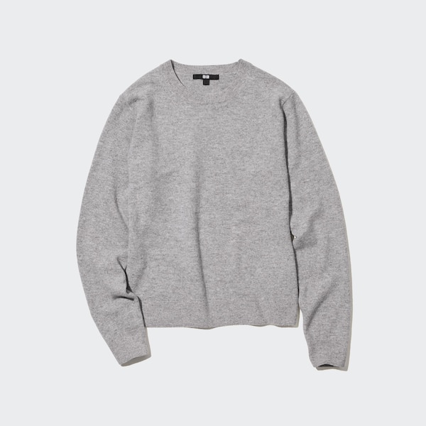 Grey Women Uniqlo Cashmere Crew Neck Long-Sleeve Sweaters | 5974-LIZCF