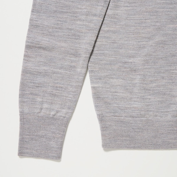 Grey Women Uniqlo Extra Fine Merino Crew Neck Cardigan | 7214-EYIQV