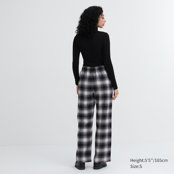 Grey Women Uniqlo Flannel Checked Pants | 4673-WZBAV