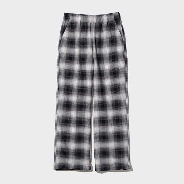 Grey Women Uniqlo Flannel Checked Pants | 4673-WZBAV