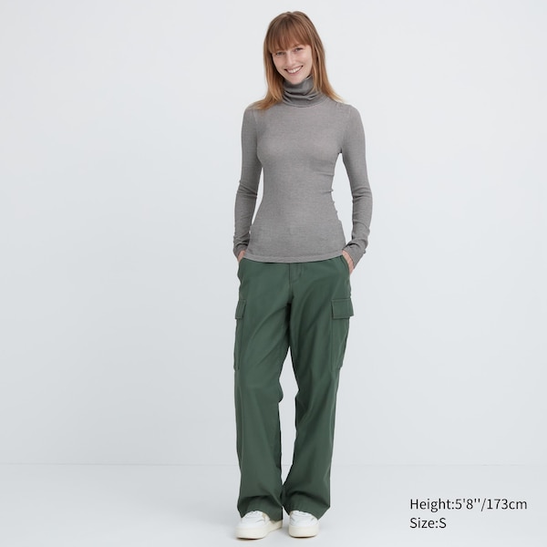 Grey Women Uniqlo HEATTECH Extra Warm Seamless Turtleneck T Shirts | 7869-RUGTE