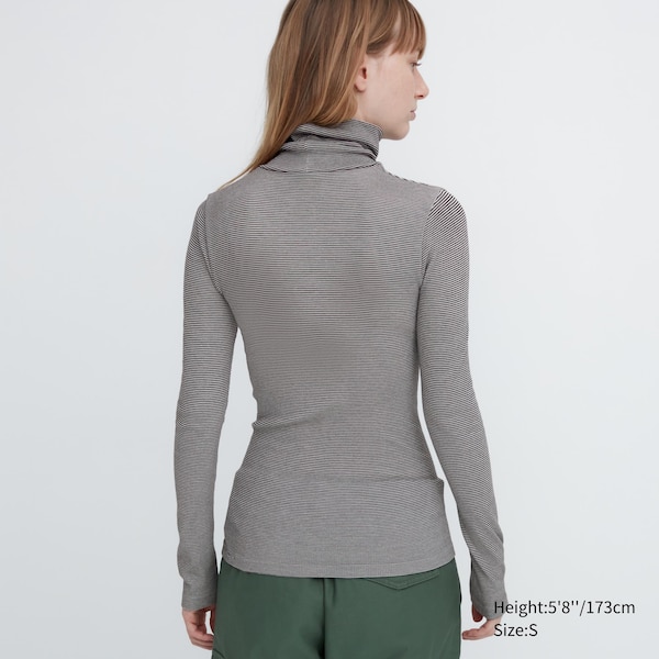 Grey Women Uniqlo HEATTECH Extra Warm Seamless Turtleneck T Shirts | 7869-RUGTE