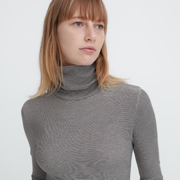 Grey Women Uniqlo HEATTECH Extra Warm Seamless Turtleneck T Shirts | 7869-RUGTE