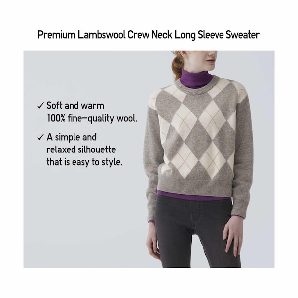 Grey Women Uniqlo Premium Lambswool Crew Neck Long-Sleeve Sweaters | 2970-SCXNZ