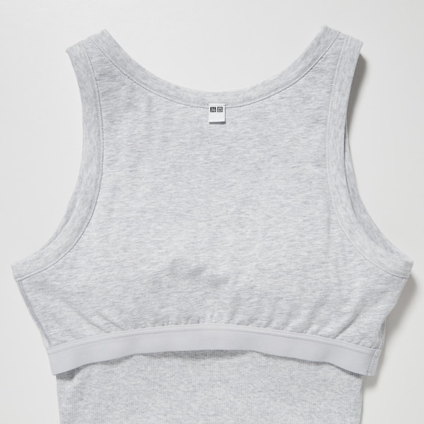 Grey Women Uniqlo Ribbed Cropped Sleeveless Bra Tops | 6239-YQFEC