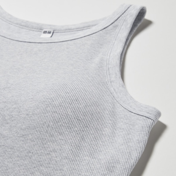 Grey Women Uniqlo Ribbed Cropped Sleeveless Bra Tops | 6239-YQFEC