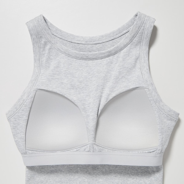 Grey Women Uniqlo Ribbed Cropped Sleeveless Bra Tops | 6239-YQFEC