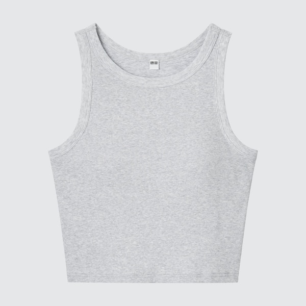 Grey Women Uniqlo Ribbed Cropped Sleeveless Bra Tops | 6239-YQFEC