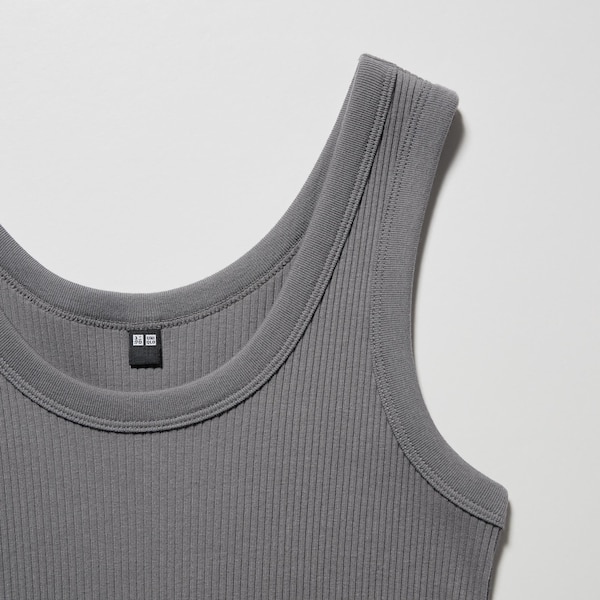 Grey Women Uniqlo Ribbed Tank Tops | 2967-YTBQA