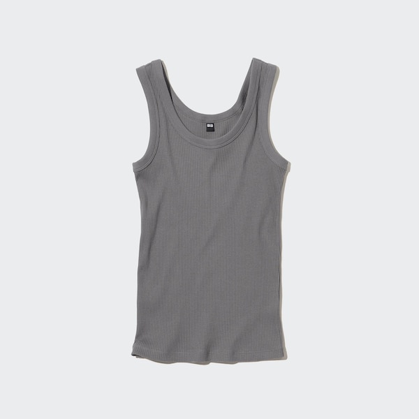 Grey Women Uniqlo Ribbed Tank Tops | 2967-YTBQA