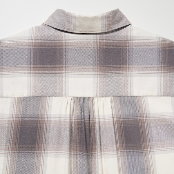 Grey Women Uniqlo Soft Brushed Checked Long-Sleeve Shirts | 1843-EVLIG