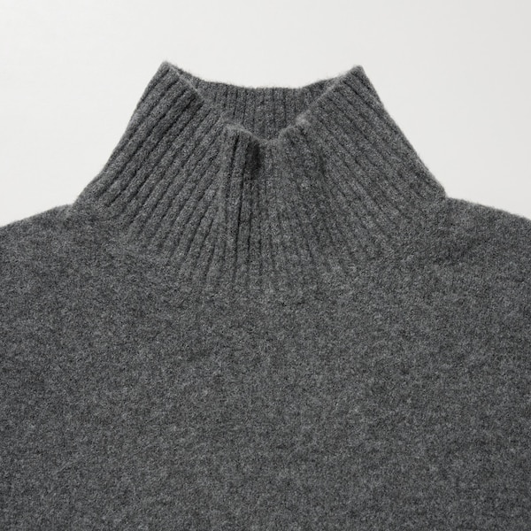 Grey Women Uniqlo Souffle Yarn High Neck Long-Sleeve Sweaters | 8739-RAUKO