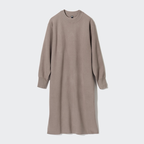 Grey Women Uniqlo Souffle Yarn Long-Sleeve Dress | 5281-UEPQD