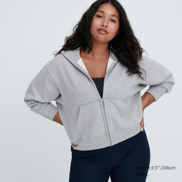 Grey Women Uniqlo Sweat Full-Zip Long-Sleeve Hoodie | 2431-AISZU