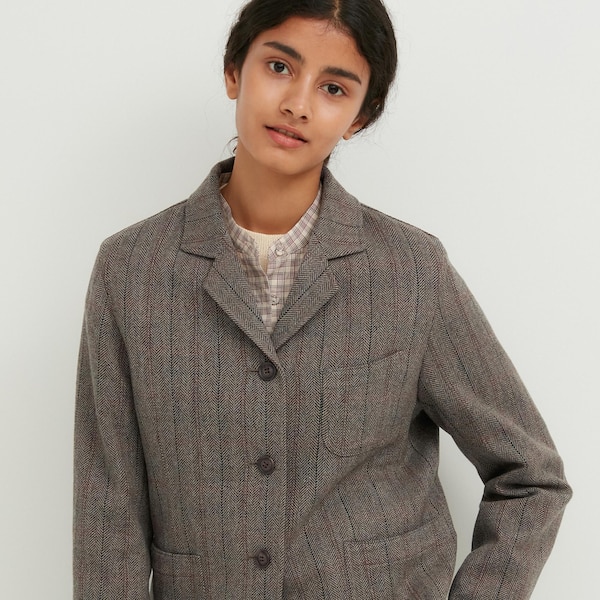 Grey Women Uniqlo Tweed Checked Coveralls | 4563-XOZFQ