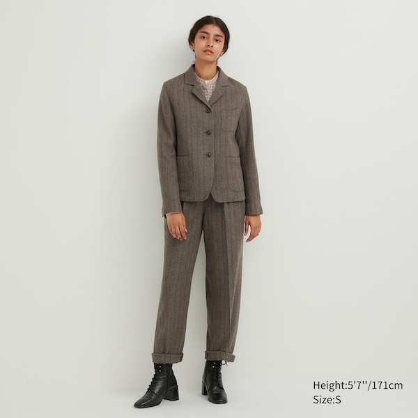 Grey Women Uniqlo Tweed Checked Coveralls | 4563-XOZFQ