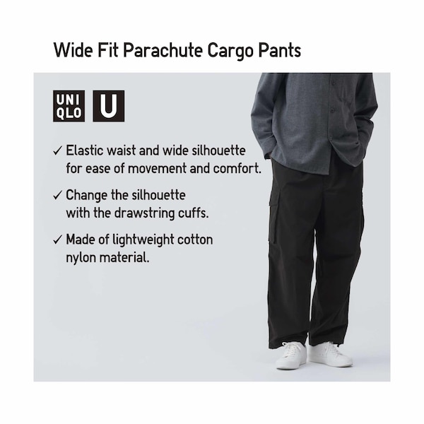 Khaki Men Uniqlo U Wide-Fit Parachute Cargo Pants | 2714-EVBOR