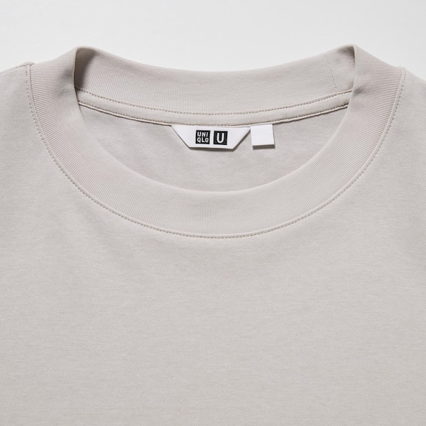 Light Grey Men Uniqlo U AIRism Cotton Oversized Crew Neck Half-Sleeve T Shirts | 2079-ZTBKX