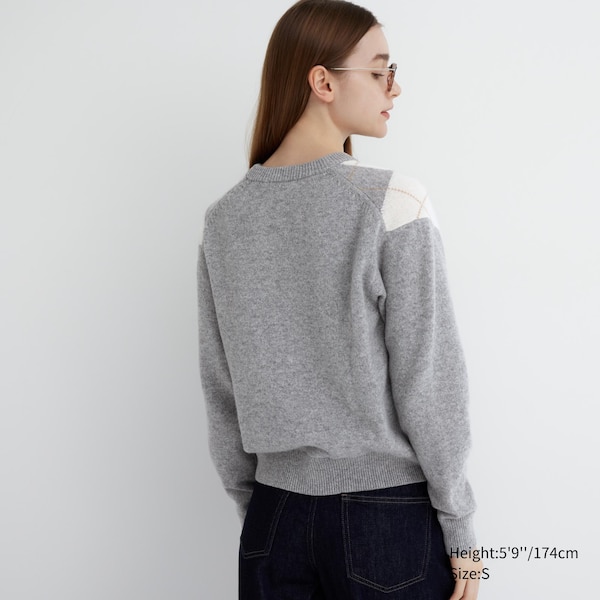 Light Grey Women Uniqlo Premium Lambswool Long-Sleeve Crew Neck Sweaters | 1695-OQEBD