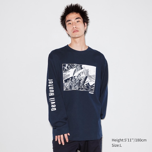 Navy Men Uniqlo Chainsaw Man × Kosuke Kawamura UT T Shirts | 9831-WKINP