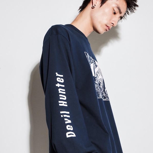 Navy Men Uniqlo Chainsaw Man × Kosuke Kawamura UT T Shirts | 9831-WKINP