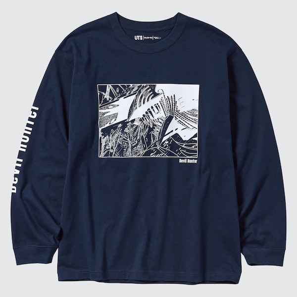 Navy Men Uniqlo Chainsaw Man × Kosuke Kawamura UT T Shirts | 9831-WKINP