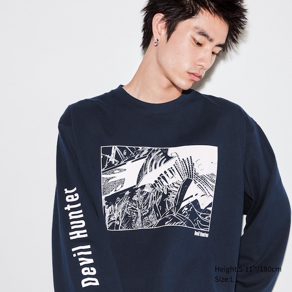 Navy Men Uniqlo Chainsaw Man × Kosuke Kawamura UT T Shirts | 9831-WKINP