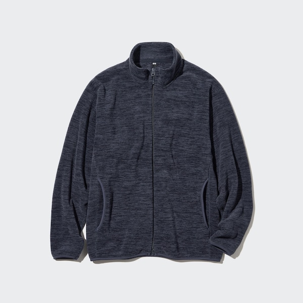 Navy Men Uniqlo Fleece Full-Zip Long-Sleeve jackets | CMSYUB-258