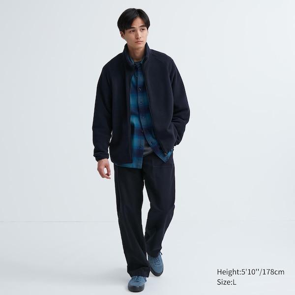 Navy Men Uniqlo Fleece Long-Sleeve Full-Zip jackets | QUYDKR-304