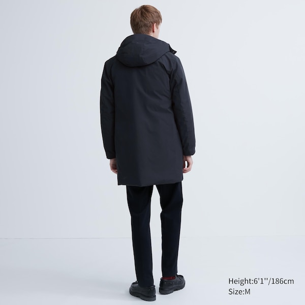 Navy Men Uniqlo Hybrid Down Coats | QHTARW-291