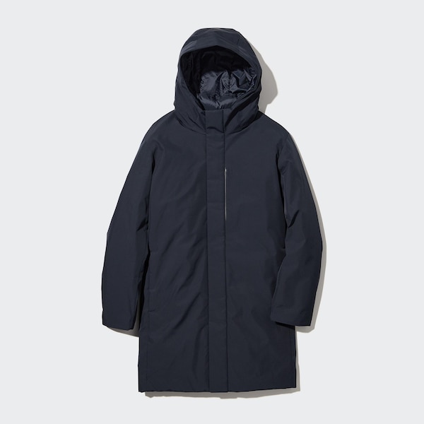 Navy Men Uniqlo Hybrid Down Coats | QHTARW-291