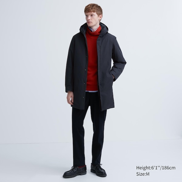 Navy Men Uniqlo Hybrid Down Coats | QHTARW-291