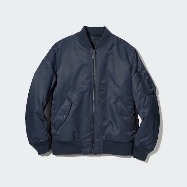 Navy Men Uniqlo MA-1 Blouson jackets | 1732-IOVPY