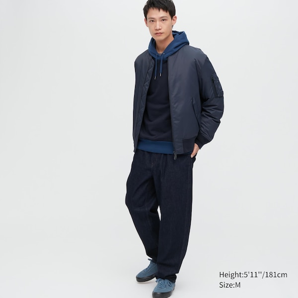 Navy Men Uniqlo MA-1 Blouson jackets | 1732-IOVPY