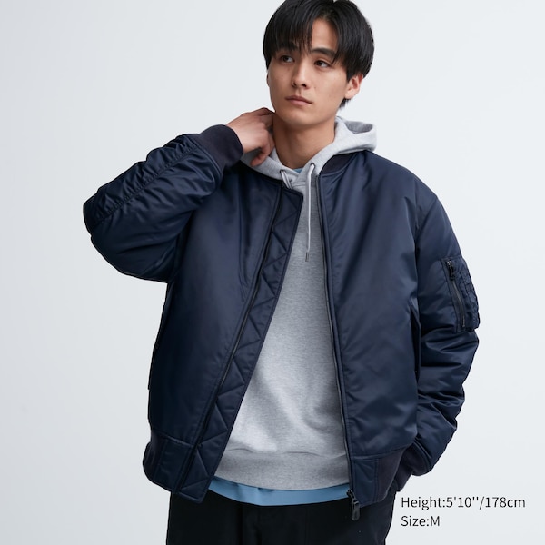 Navy Men Uniqlo MA-1 Blouson jackets | ITMAOU-160