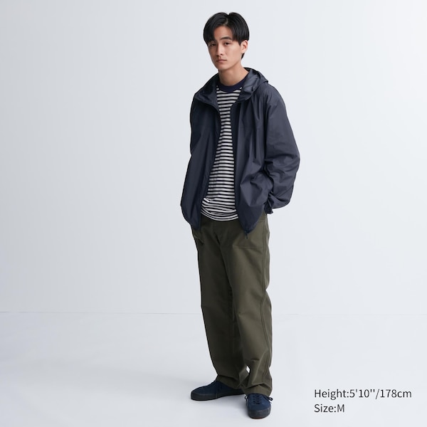 Navy Men Uniqlo Pocketable UV Protection 3D Cut Parka | GOZFEK-123