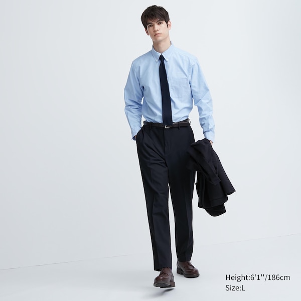 Navy Men Uniqlo Smart Ankle Pants | 6825-WMCQL