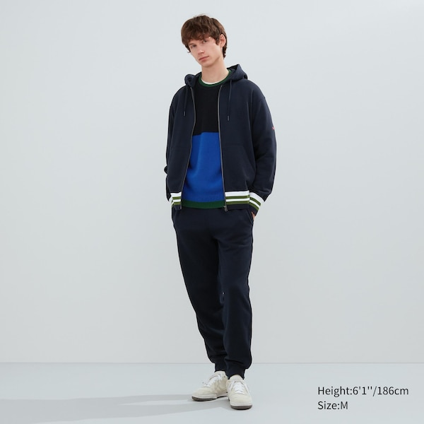 Navy Men Uniqlo Sweat Full-Zip Long-Sleeve Sweatshirts | 7601-ZTCRK