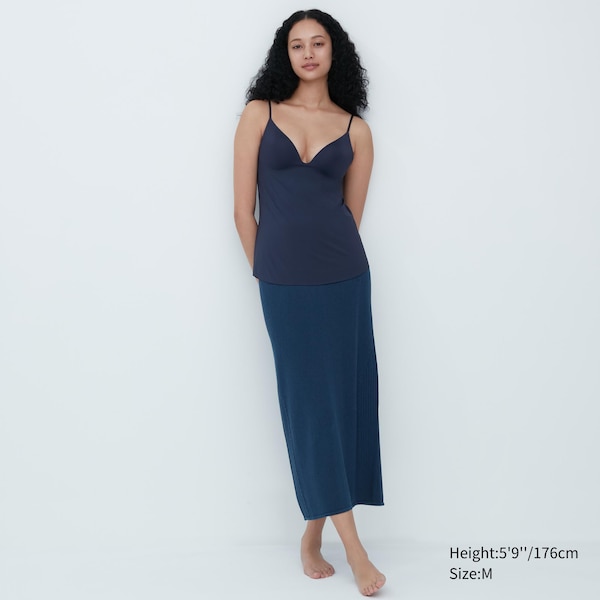 Navy Women Uniqlo AIRism Plunging Camisole Bra Tops | 3256-UIXDG