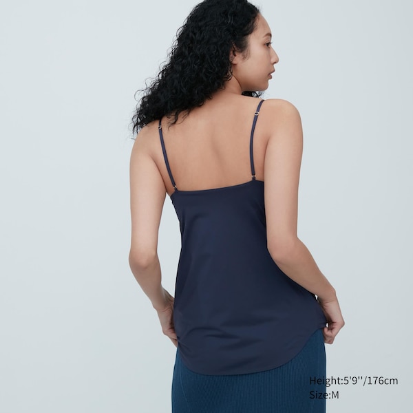 Navy Women Uniqlo AIRism Plunging Camisole Bra Tops | 3256-UIXDG