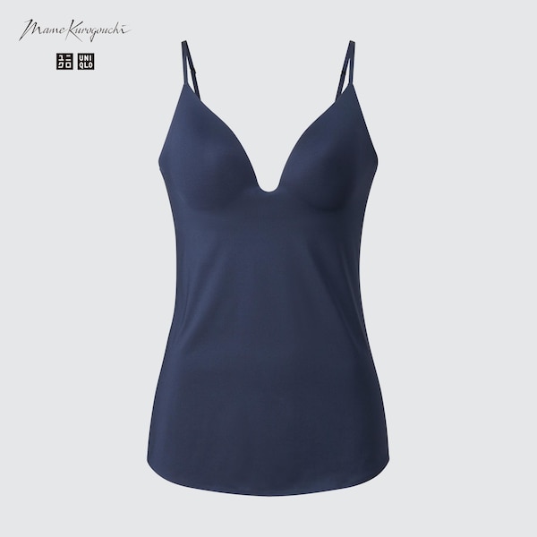 Navy Women Uniqlo AIRism Plunging Camisole Bra Tops | 3256-UIXDG