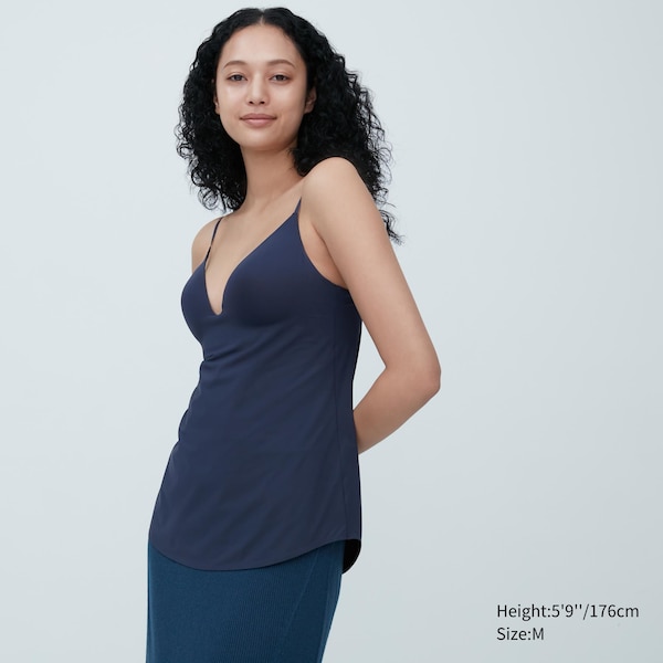 Navy Women Uniqlo AIRism Plunging Camisole Bra Tops | 3256-UIXDG