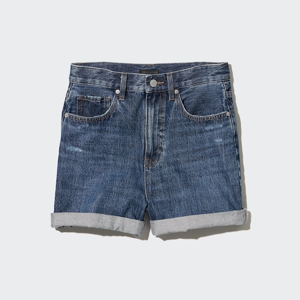 Navy Women Uniqlo High-Rise Denim Shorts | 4637-DJPEG