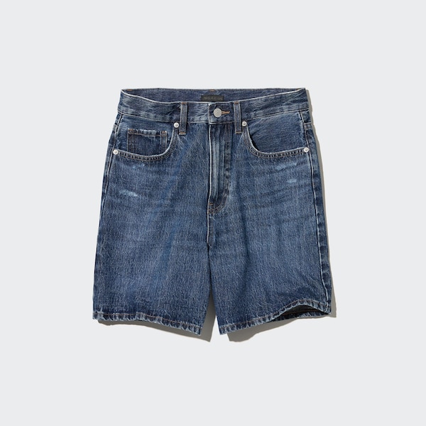 Navy Women Uniqlo High-Rise Denim Shorts | 4637-DJPEG