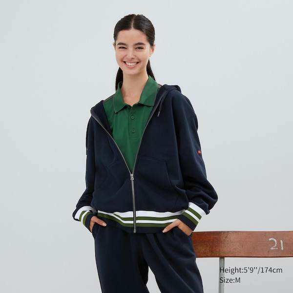 Navy Women Uniqlo Sweat Full-Zip Long-Sleeve Sweatshirts | 9057-PCEIW